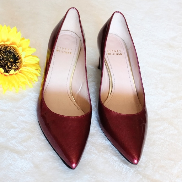 STUART WEITZMAN Ruby Red Patent Pointy heels - Picture 1 of 8